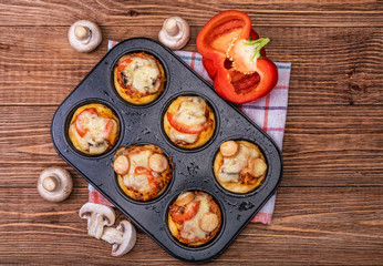 Wall Mural - Deep dish pizza cupcakes.