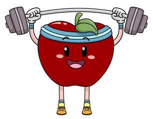 Sticker - Mascot Apple Lift Weights