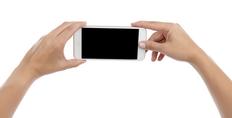 Wall Mural - taking photo with smart phone isolated