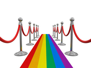 Poster - Multi Colored Carpet and stanchions. Image with clipping path