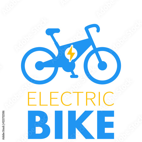 Electric bike icon, e-bike logo element, modern eco-friendly transport