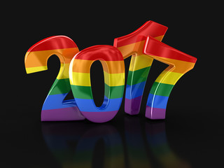 Poster - Gay Pride Color  New Year 2017. Image with clipping path.
