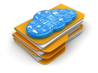 Poster - Folders and files with cloud. Image with clipping path