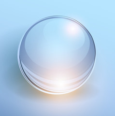 Poster - 3D glass ball on blue background