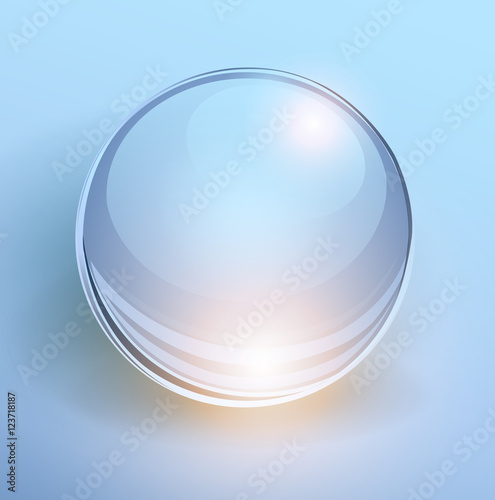 3D glass ball on blue background