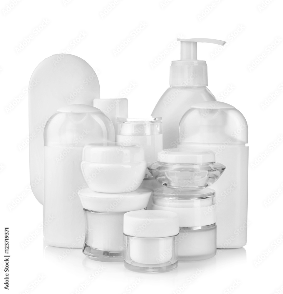 Set of body care products isolated on white