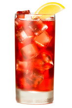 Tall Highball Cranberry Juice Sea Breeze Cocktail Isolated On White Background