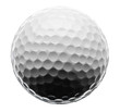 Close up golf ball isolated on white background for use alone or as a design element