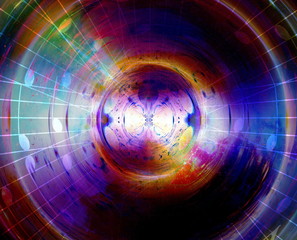 Poster - music notes in space with stars. abstract color background. Music concept.