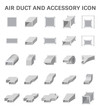 Vector icon of air duct and accessory for air conditioning or HVAC system.
