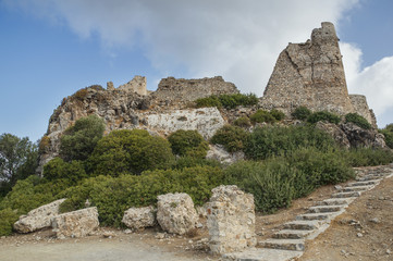 Asklipio Castle,  Rhodes Island, Greece. Asklipio Castle was built in the XIII century. Local residents long ago used it during the invasion of pirates.