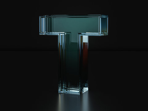 Glass letter T