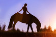 Horse rider silhouette at sunset