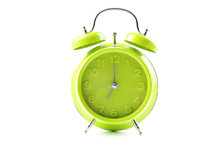 Green Alarm Clock Isolated On A White