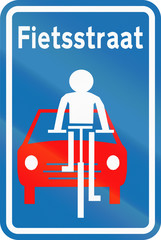Wall Mural - Belgian regulatory road sign - Beginning of Fietsstraat (bicycle boulevard)