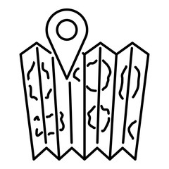Poster - Pin on the map icon. Outline illustration of map vector icon for web