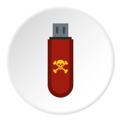 Poster - Usb flash drive with virus icon. Flat illustration of usb flash drive with virus vector icon for web