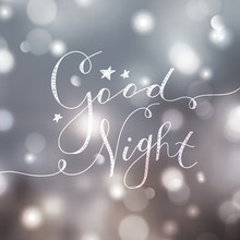 Good Night Lettering, Vector Handwritten Text With Stars