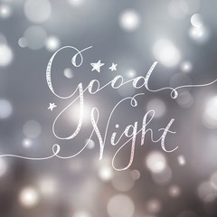 Wall Mural - good night lettering, vector handwritten text with stars