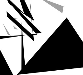 Poster - Edgy angular shapes abstract monochrome art. Geometric illustrat