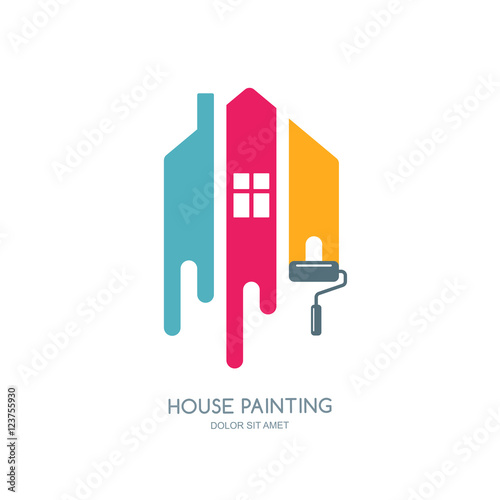 House Painting Service Decor And Repair Multicolor Icon Vector