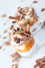 Chia Seeds Pumpkin Spicy Pudding With Cinnamon And Nuts