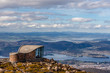 Mount Wellington Lookout structure overlooking the city of Hobart, Tasmania, Australia