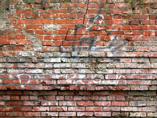 Wall Mural - Grunge red dirty brick wall underground texture