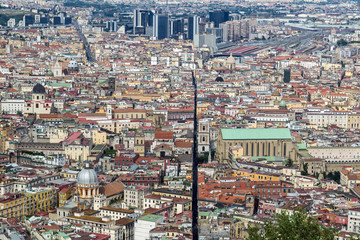 Aerial view of Naples, Italy: The street that divides Naples in two