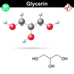 Wall Mural - Glycerol chemical formula and 3d model