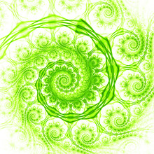 Abstract Fantasy Green Spiral Ornament On White Background. Crea