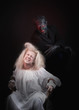 © rodjulian - Nightmare. Insane woman and her inner monster, dark background