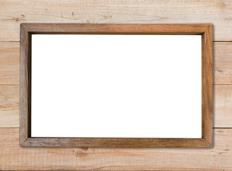 rectangle blank wood frame on wood wall