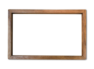 Wall Mural - rectangle blank wood frame on white background