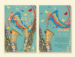 Jazz festival poster template hand drawn vintage