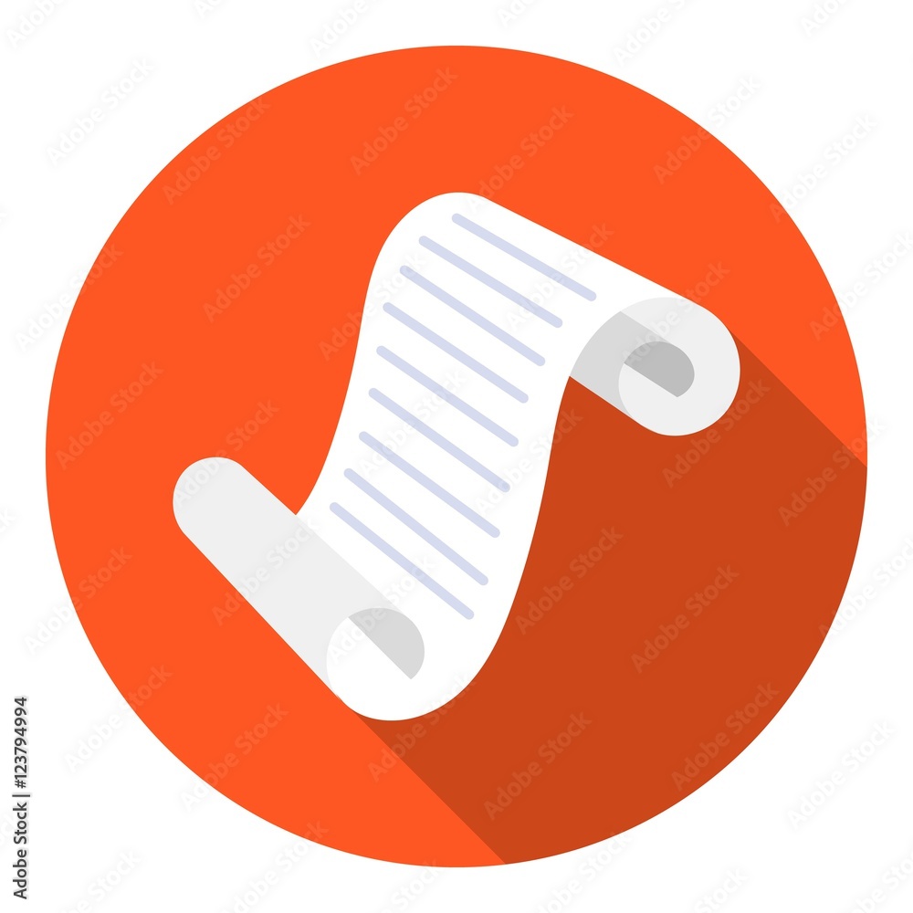 Paper scroll icon in flat style isolated on white background. Theater ...