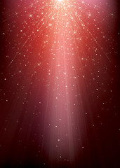 Wall Mural - vector sparkle red background with rays, stars and lights.