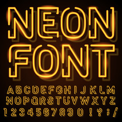 Poster - illustration with the image of neon signs. retro design.objects are made and represent the old style