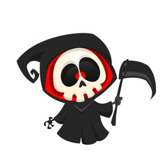 Wall Mural - Grim reaper cartoon character isolated on a white background. Halloween vector death character