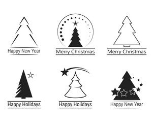 Sticker - Christmas tree logo icon set