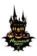 Halloween. trick or treat. Halloween party, drawn Halloween symbols pumpkin, logo design, vector illustration