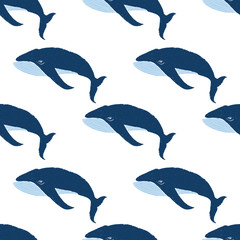 Canvas Print - Seamless pattern with hand drawn whales