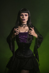 Poster - Beautiful witch dressed in a corset and velvet blouse