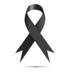 Black awareness ribbon isolate on white background, Vector illus