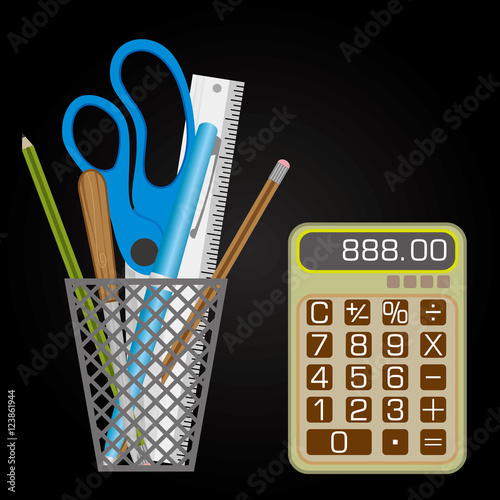 Fotografie, Obraz Mesh style Pen holder with small calculator