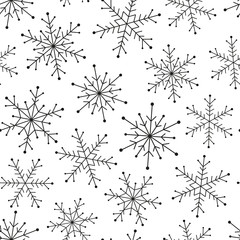 Seamless pattern with snowflakes ornate 