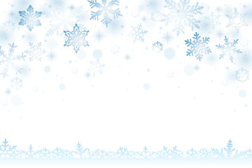 Wall Mural - Winter background with falling snowflakes and snow