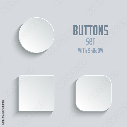 Cuadros en Lienzo Vector white blank button set. Round square rounded buttons