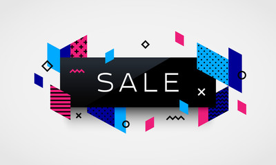 Poster - Trendy vector banner tempate. Different geometric patterns and shapes.