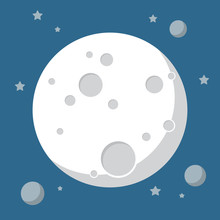 Moon In Flat Design Style